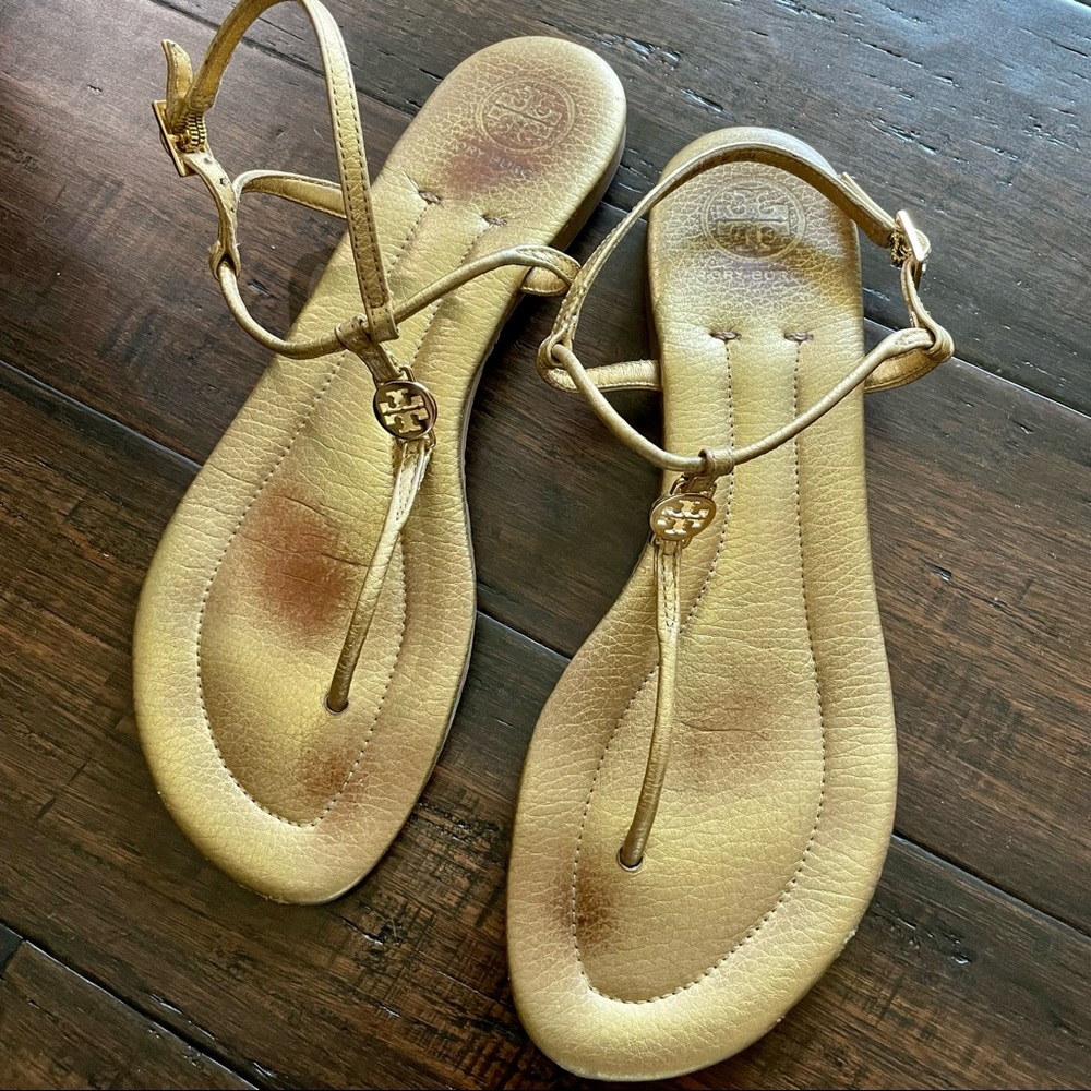 Tory Burch Gold Thong Sandals size 9.5